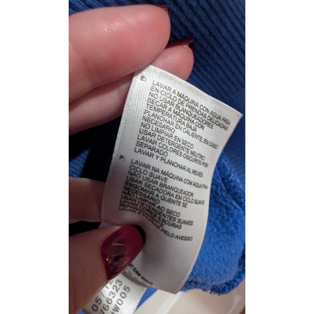 Adidas Hoodie Large Blue Embroidered Logo Lightning Bolt Pullover Thumbholes - Picture 6 of 8